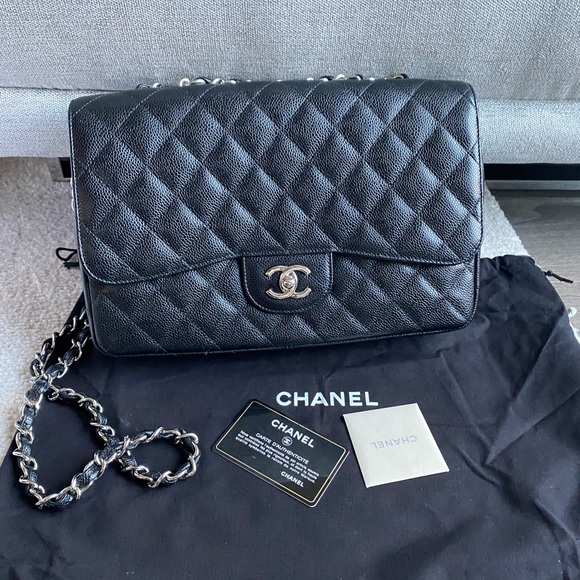 CHANEL Handbags - SOLD. Chanel jumbo single flap bag in black caviar
